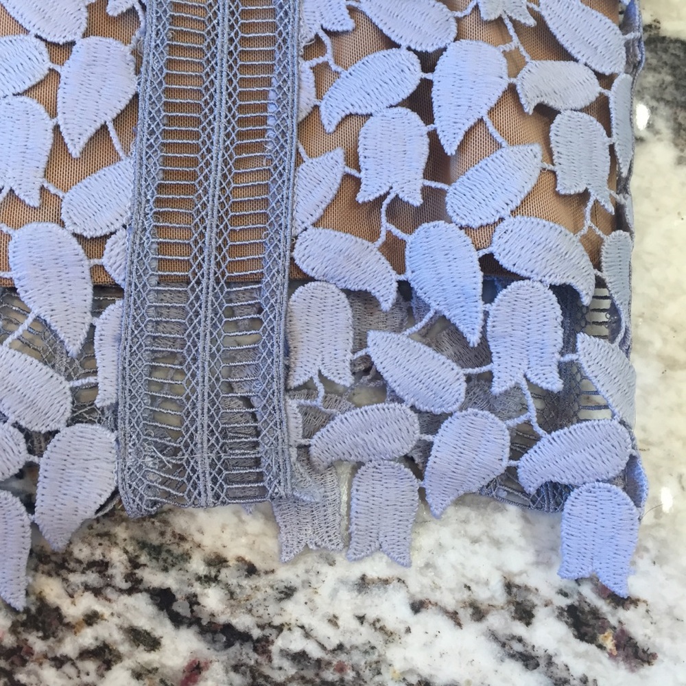 Self-Portrait Lavender Appliqué Midi Dress with Nude Lining Floral SZ 0 - Picture 8 of 14